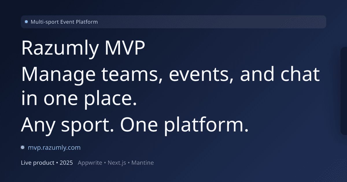 Preview of the Razumly MVP multi-sport web platform